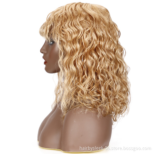 Rebecca 613 Wave Bob Wigs With Bangs Water Wave Human Hair Wig For Women Remy Brazilian Scalp Part Lace Wig Human Hair